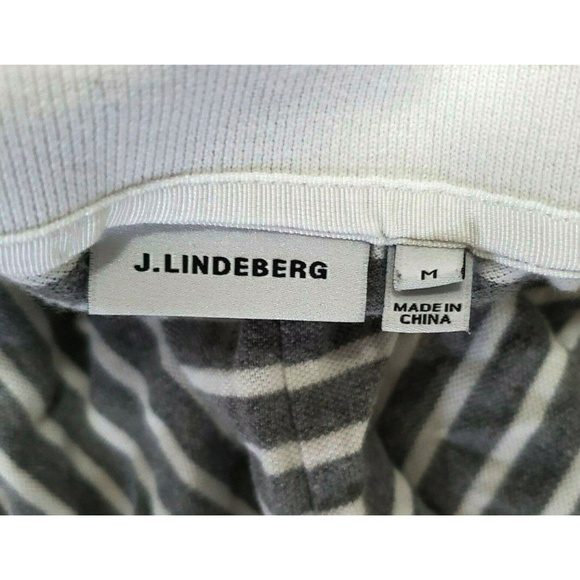 J. Lindenburg Mens Gray White Striped Polo Size M - Picture 3 of 4